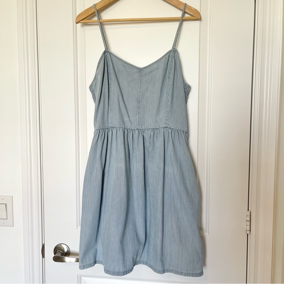 Vans Boxcar blue and white striped dress - adjustable straps pockets zipper, XL - Picture 4 of 15